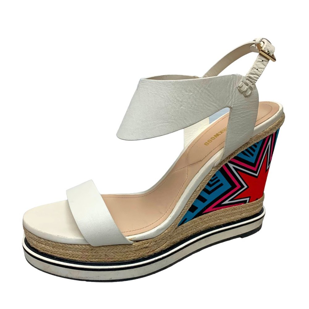 Nicholas Kirkwood Leather Star Print‎ Platform Wedge Sandals